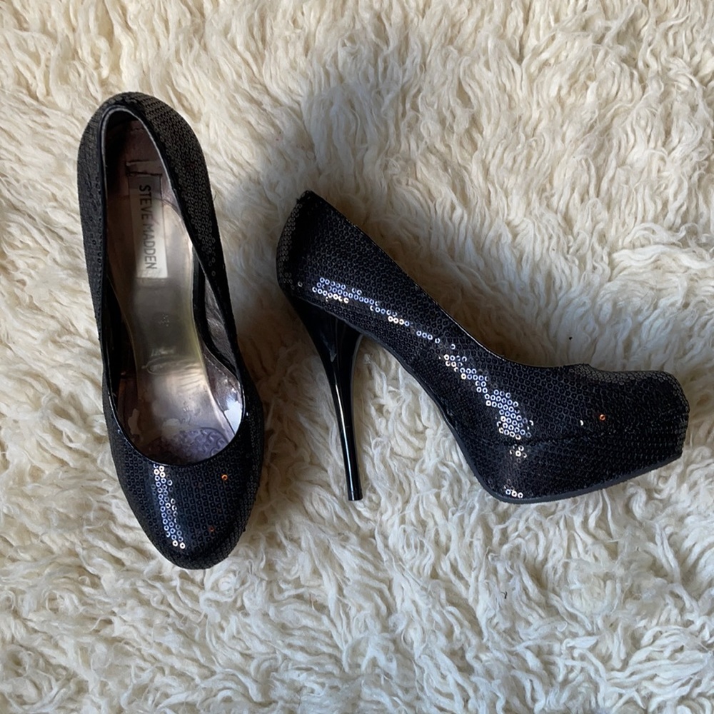 Y2K Sexy Sequin High Heels Steve Madden Sz 10